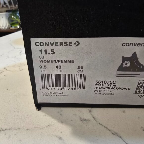 Converse Chuck Taylor All Star Lift High Black/White Mens 10 Womens 11.5 56175C - Picture 9 of 9